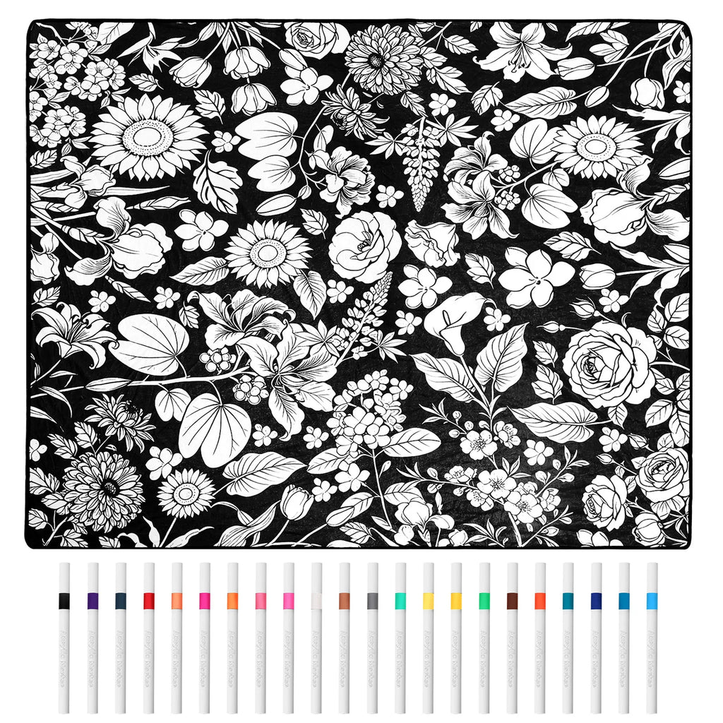 Flower coloring blanket